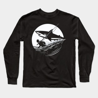 Spearfisher with Shark Long Sleeve T-Shirt